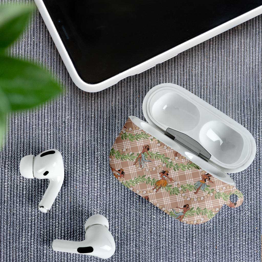 Beige Palaka Hula Girls Seamless Hawaii Aloha AirPods Case - Polynesian Pride