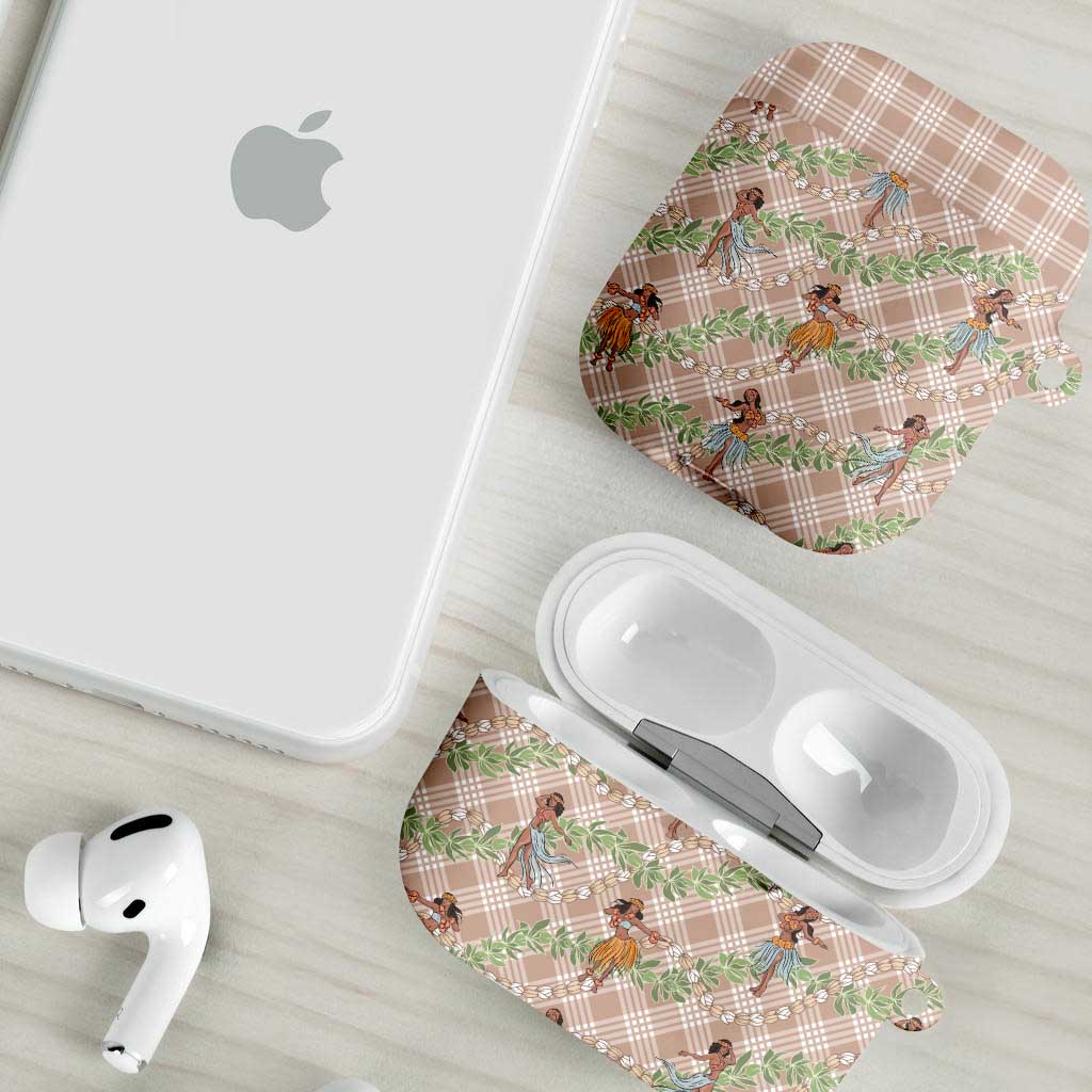 Beige Palaka Hula Girls Seamless Hawaii Aloha AirPods Case - Polynesian Pride