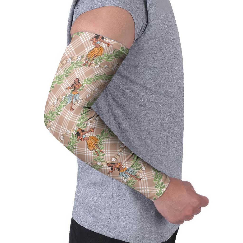 Beige Palaka Hula Girls Seamless Hawaii Aloha Arm Sleeves - Polynesian Pride