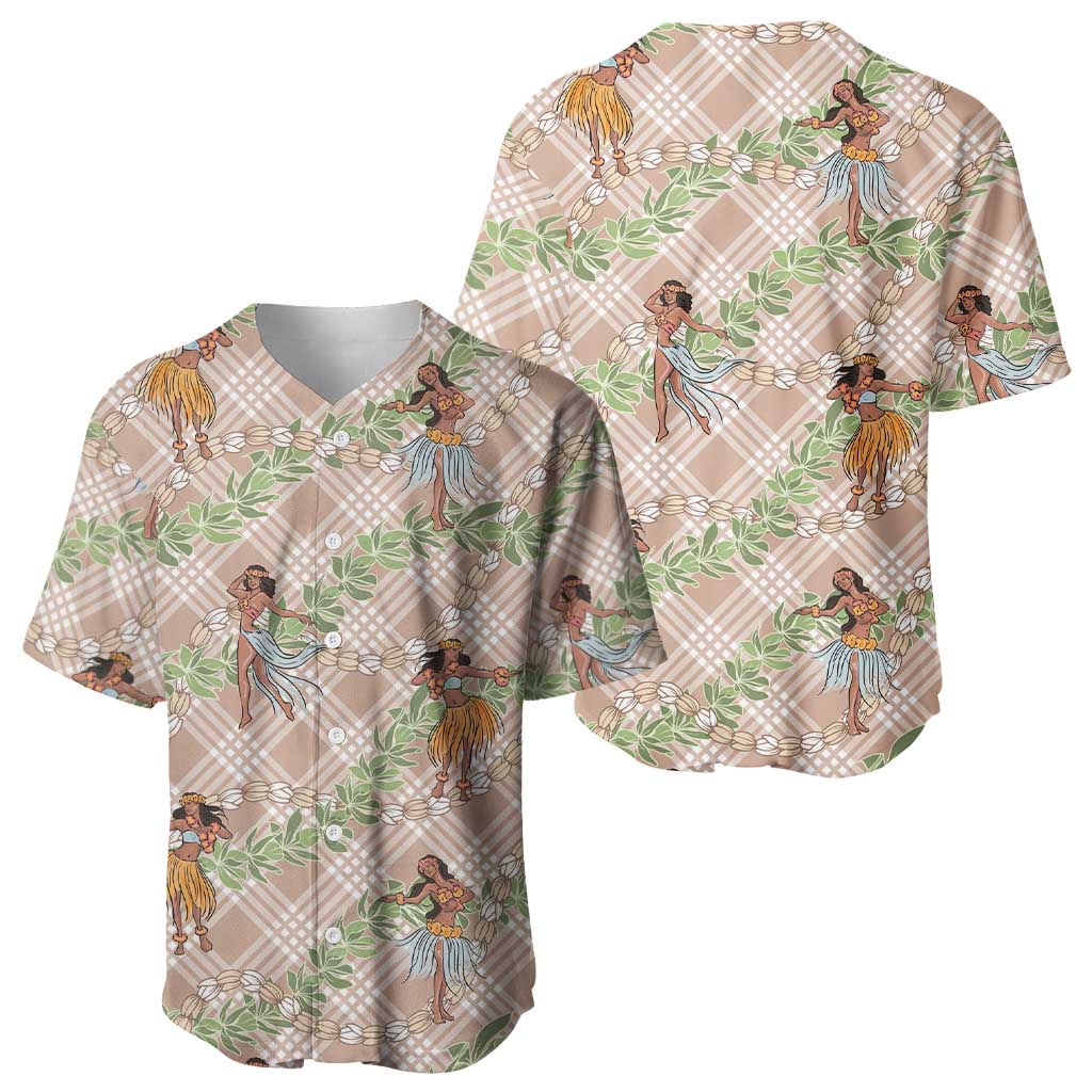 Beige Palaka Hula Girls Seamless Hawaii Aloha Baseball Jersey - Polynesian Pride