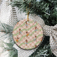 Beige Palaka Hula Girls Seamless Hawaii Aloha Ceramic Ornament - Polynesian Pride