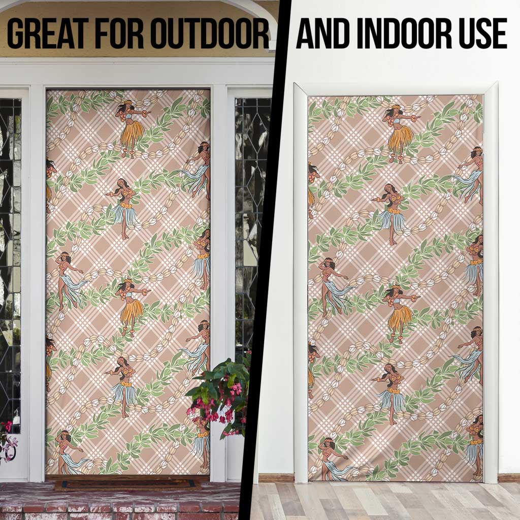 Beige Palaka Hula Girls Seamless Hawaii Aloha Door Cover - Polynesian Pride
