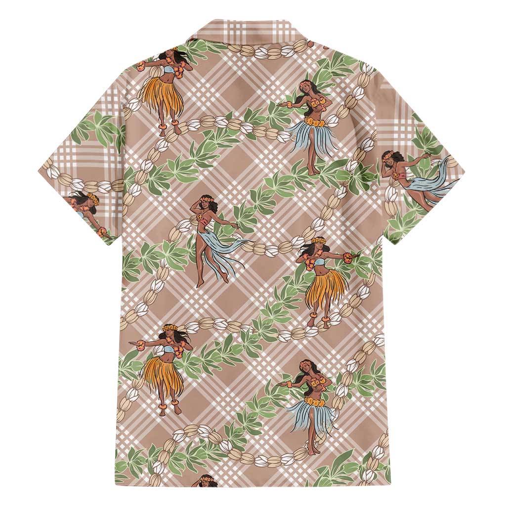 Beige Palaka Hula Girls Seamless Hawaii Aloha Family Matching Summer Maxi Dress and Hawaiian Shirt LT7 - Polynesian Pride