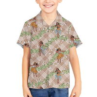 Beige Palaka Hula Girls Seamless Hawaii Aloha Hawaiian Shirt - Polynesian Pride