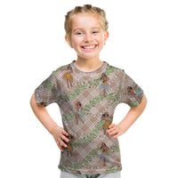 Beige Palaka Hula Girls Seamless Hawaii Aloha Kid T Shirt - Polynesian Pride