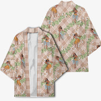Beige Palaka Hula Girls Seamless Hawaii Aloha Kimono - Polynesian Pride