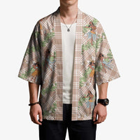 Beige Palaka Hula Girls Seamless Hawaii Aloha Kimono - Polynesian Pride