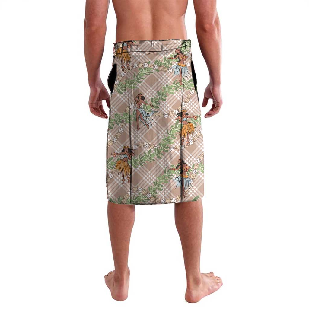 Beige Palaka Hula Girls Seamless Hawaii Aloha Lavalava - Polynesian Pride