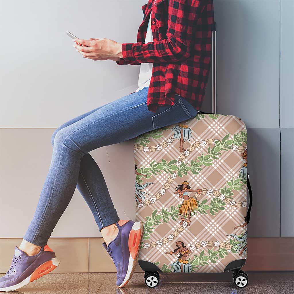 Beige Palaka Hula Girls Seamless Hawaii Aloha Luggage Cover - Polynesian Pride
