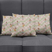 Beige Palaka Hula Girls Seamless Hawaii Aloha Pillow Cover - Polynesian Pride