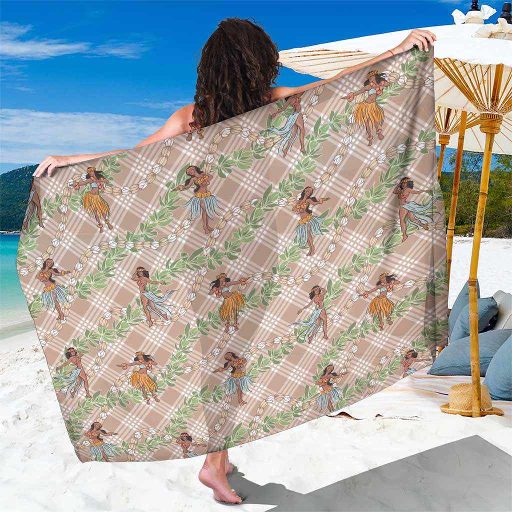 Beige Palaka Hula Girls Seamless Hawaii Aloha Sarong - Polynesian Pride