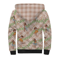 Beige Palaka Hula Girls Seamless Hawaii Aloha Sherpa Hoodie LT7 - Polynesian Pride