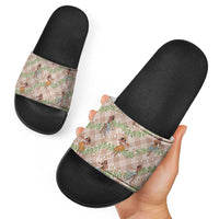Beige Palaka Hula Girls Seamless Hawaii Aloha Slide Sandals - Polynesian Pride