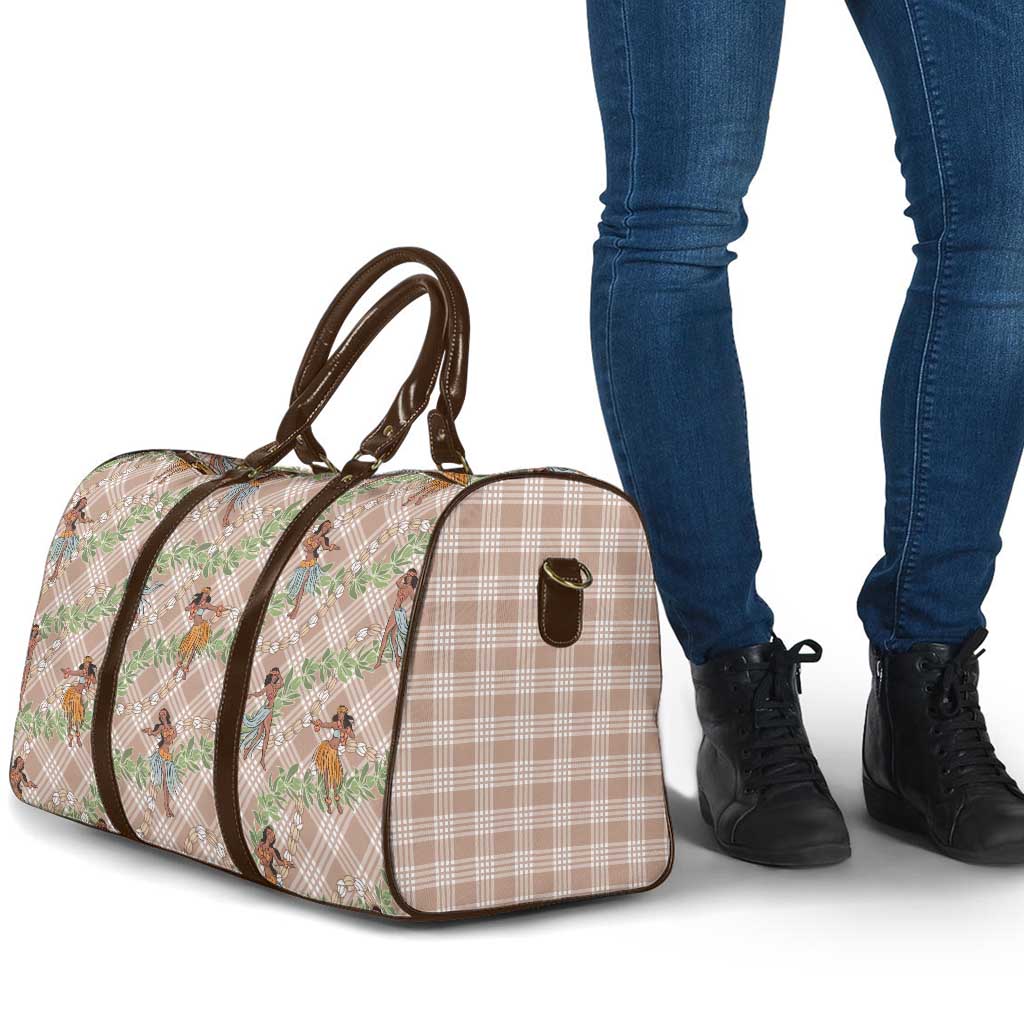 Beige Palaka Hula Girls Seamless Hawaii Aloha Travel Bag - Polynesian Pride