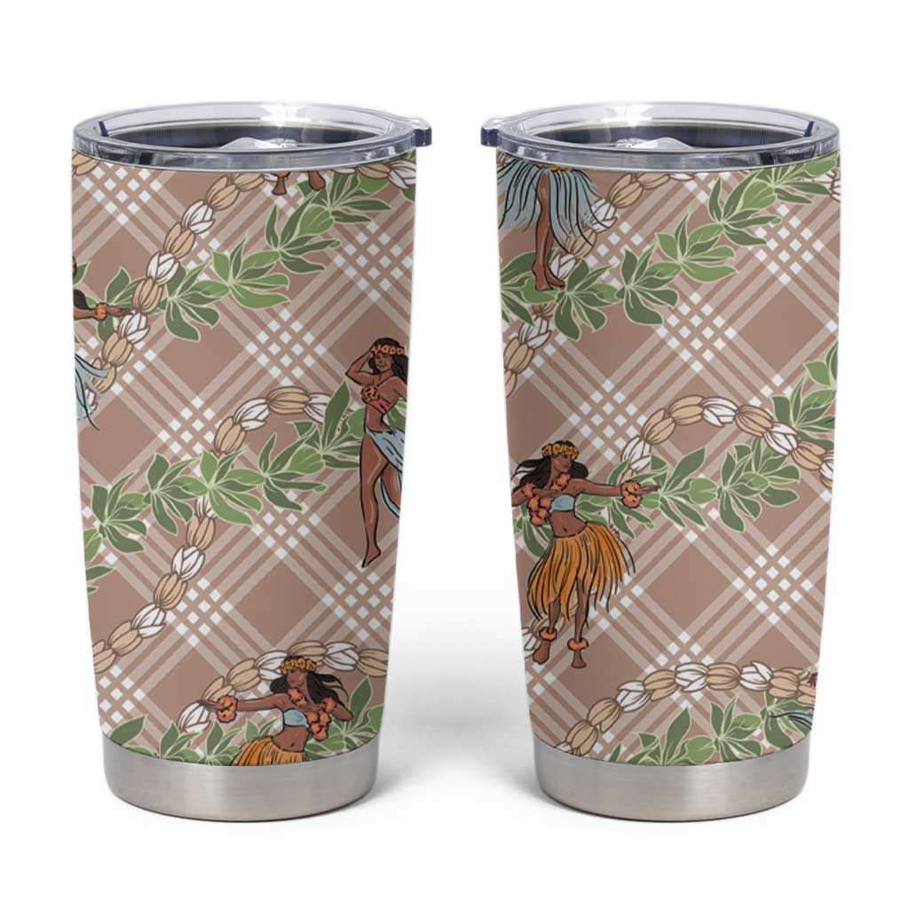 Beige Palaka Hula Girls Seamless Hawaii Aloha Tumbler Cup - Polynesian Pride