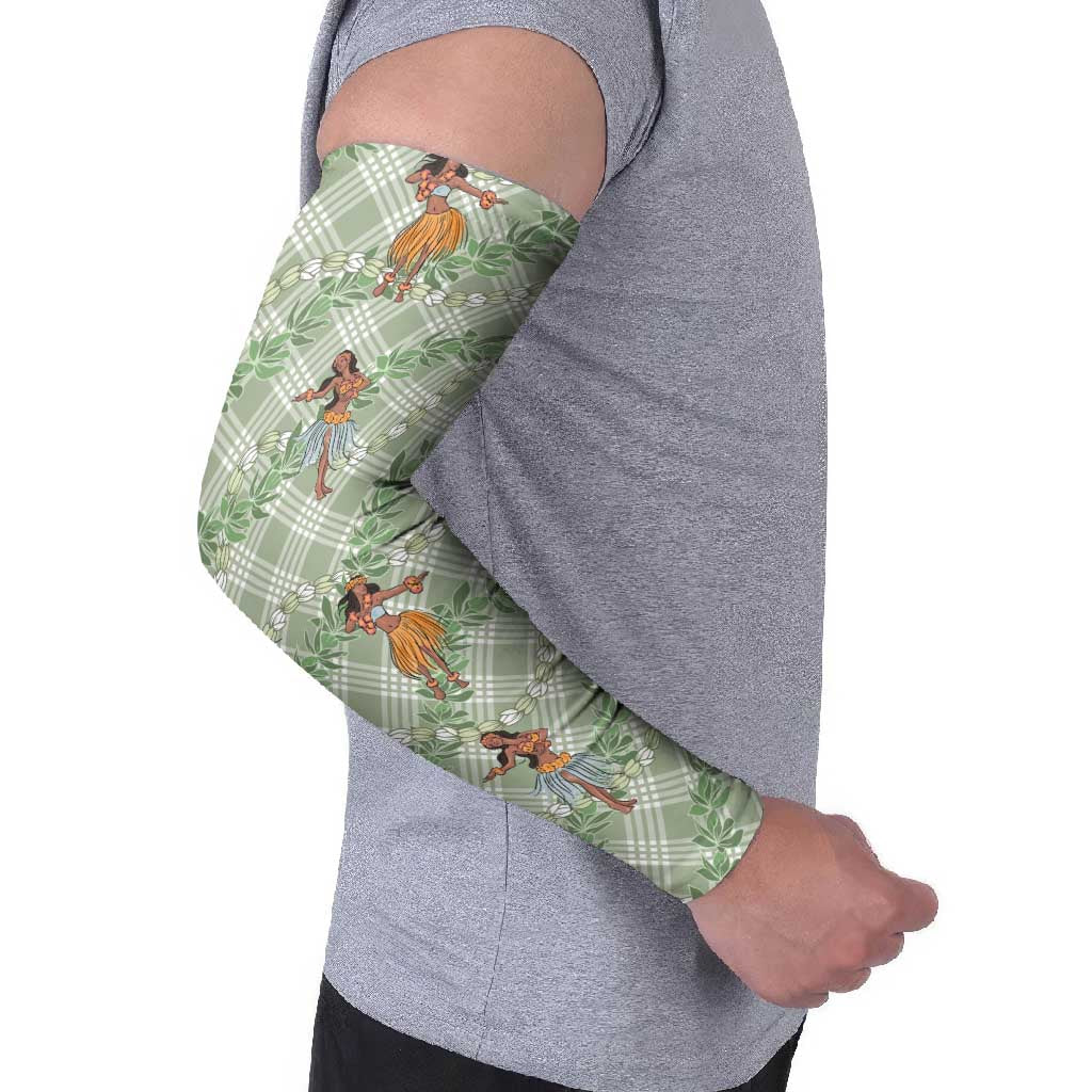 Mint Palaka Hula Girls Seamless Hawaii Aloha Arm Sleeves - Polynesian Pride