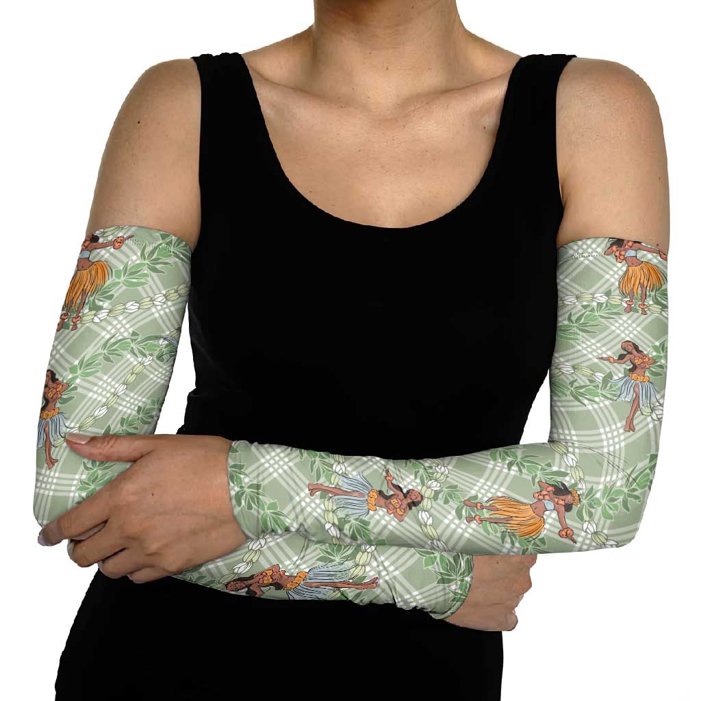 Mint Palaka Hula Girls Seamless Hawaii Aloha Arm Sleeves - Polynesian Pride