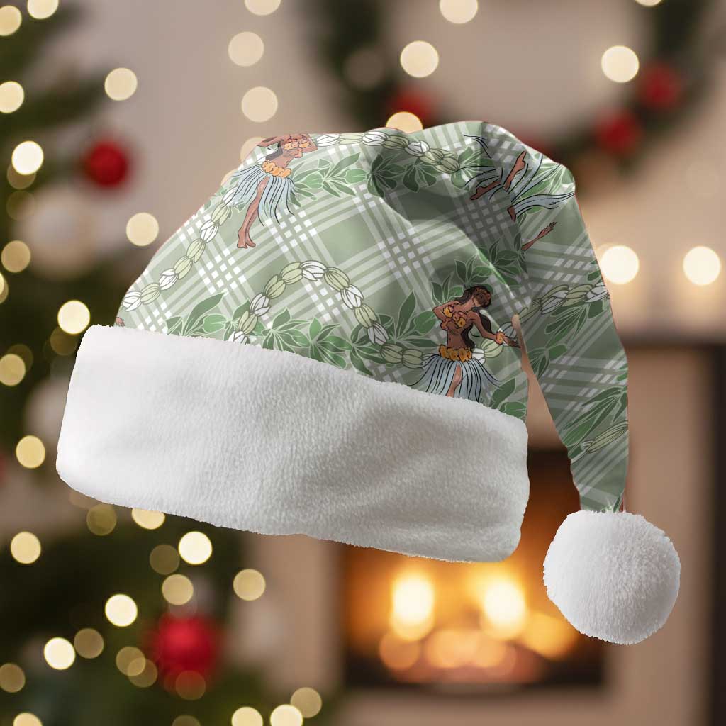 Mint Palaka Hula Girls Seamless Hawaii Aloha Christmas Santa Hat - Polynesian Pride