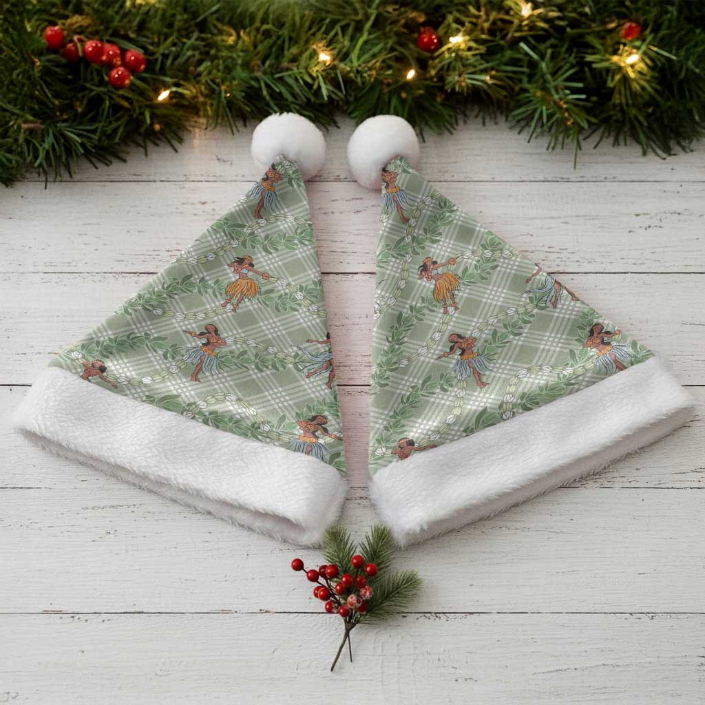 Mint Palaka Hula Girls Seamless Hawaii Aloha Christmas Santa Hat - Polynesian Pride