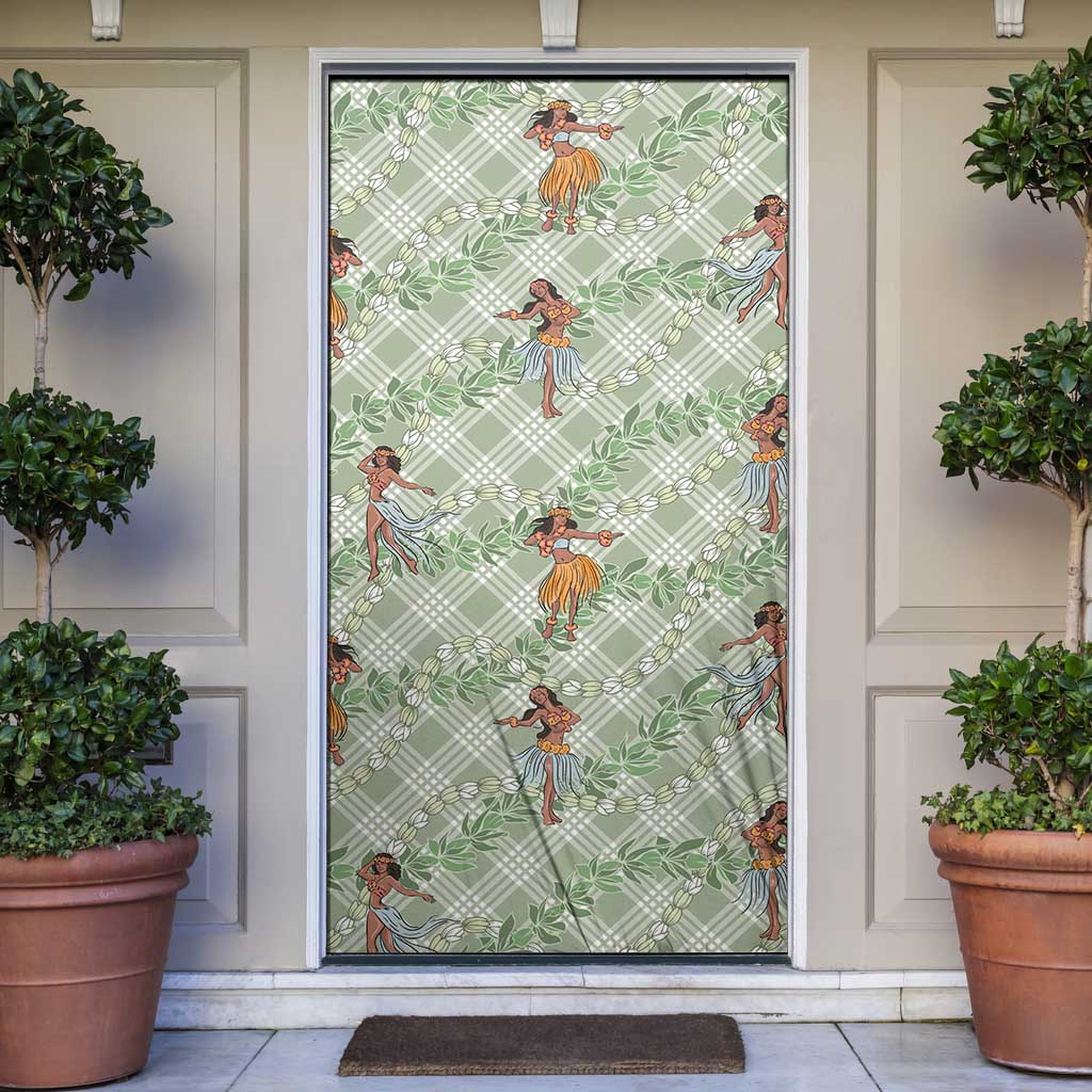 Mint Palaka Hula Girls Seamless Hawaii Aloha Door Cover - Polynesian Pride