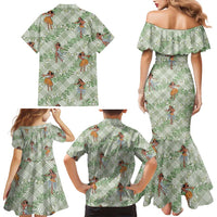 Mint Palaka Hula Girls Seamless Hawaii Aloha Family Matching Mermaid Dress and Hawaiian Shirt LT7 - Polynesian Pride