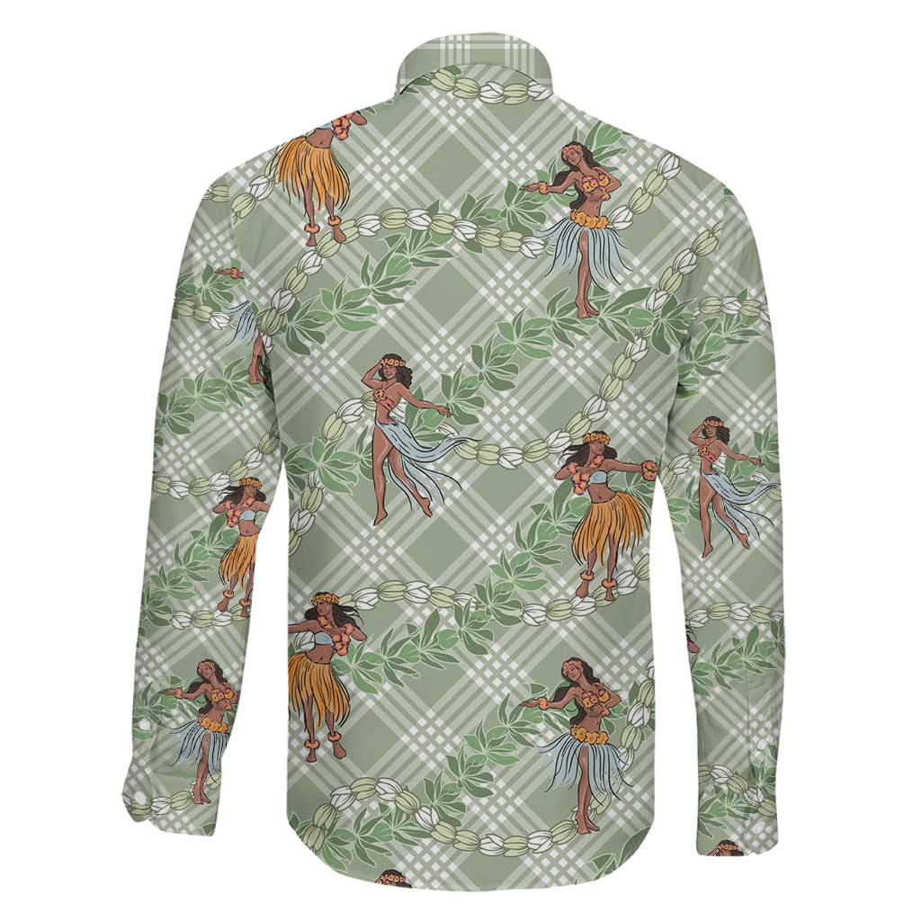 Mint Palaka Hula Girls Seamless Hawaii Aloha Family Matching Off Shoulder Maxi Dress and Hawaiian Shirt LT7 - Polynesian Pride