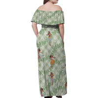 Mint Palaka Hula Girls Seamless Hawaii Aloha Family Matching Off Shoulder Maxi Dress and Hawaiian Shirt LT7 - Polynesian Pride