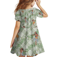Mint Palaka Hula Girls Seamless Hawaii Aloha Family Matching Puletasi and Hawaiian Shirt LT7 - Polynesian Pride