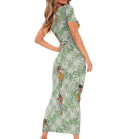 Mint Palaka Hula Girls Seamless Hawaii Aloha Family Matching Short Sleeve Bodycon Dress and Hawaiian Shirt LT7 - Polynesian Pride