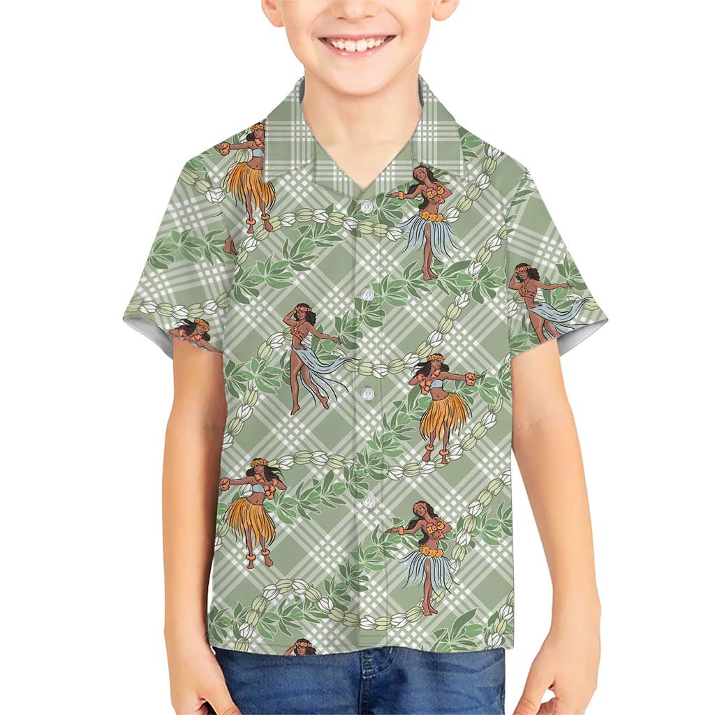 Mint Palaka Hula Girls Seamless Hawaii Aloha Family Matching Short Sleeve Bodycon Dress and Hawaiian Shirt LT7 Son's Shirt Mint - Polynesian Pride