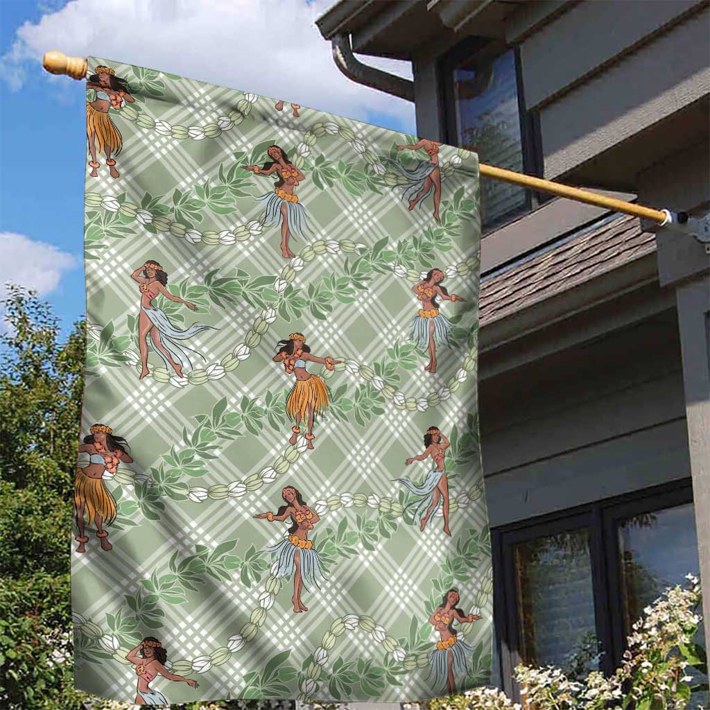 Mint Palaka Hula Girls Seamless Hawaii Aloha Garden Flag - Polynesian Pride