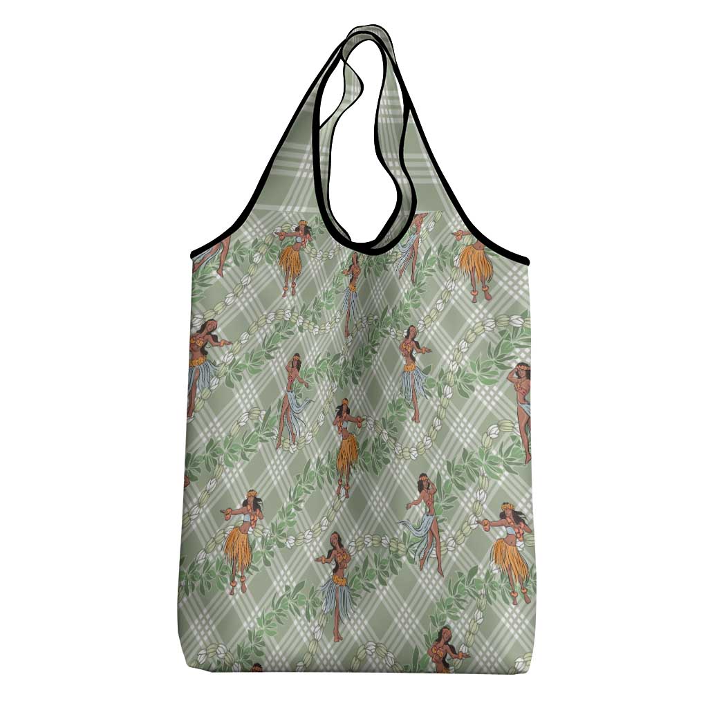 Mint Palaka Hula Girls Seamless Hawaii Aloha Grocery Bag - Polynesian Pride