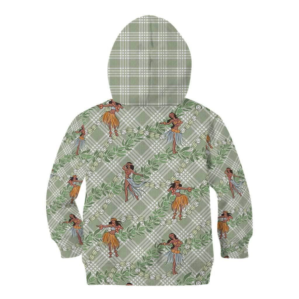 Mint Palaka Hula Girls Seamless Hawaii Aloha Kid Hoodie - Polynesian Pride