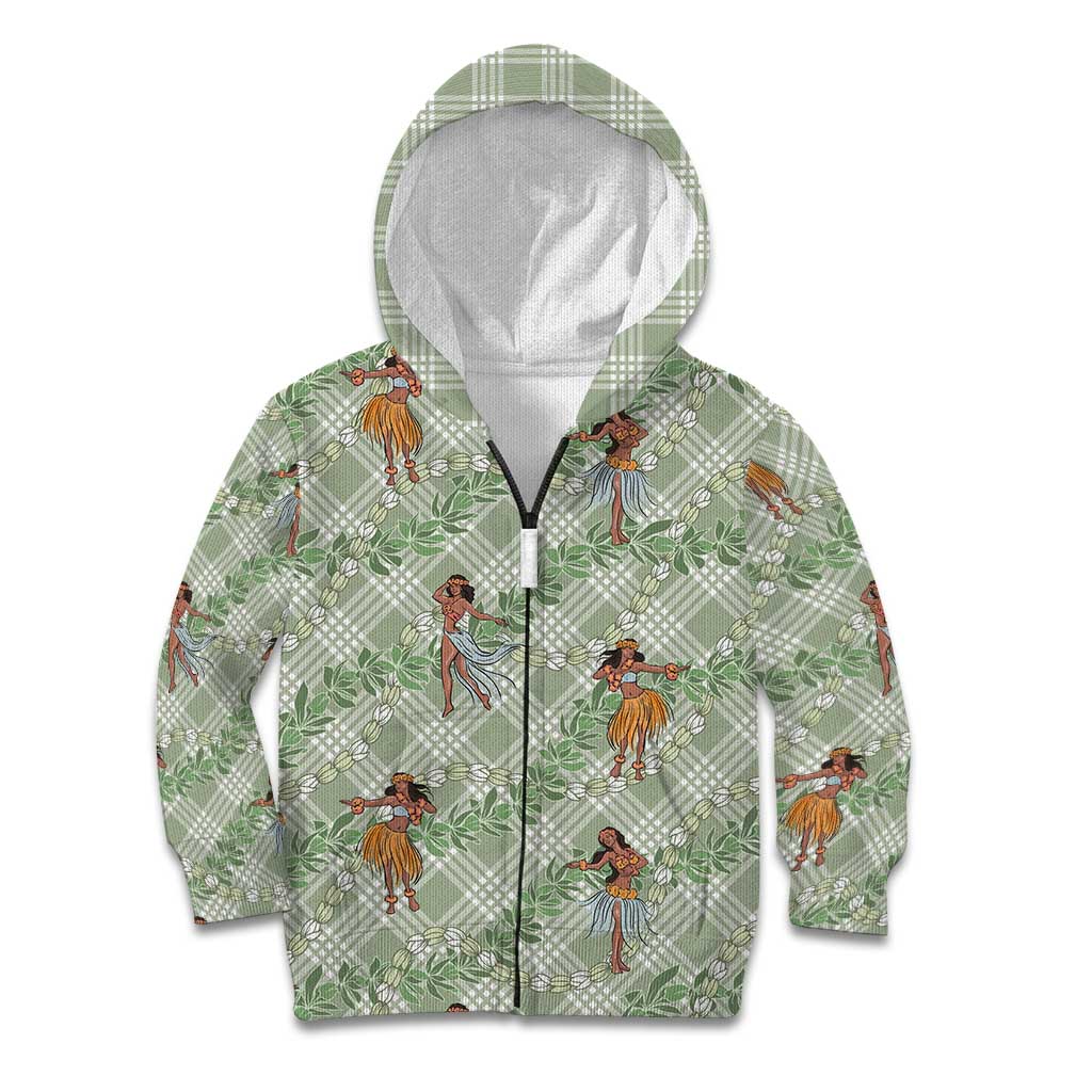 Mint Palaka Hula Girls Seamless Hawaii Aloha Kid Hoodie - Polynesian Pride