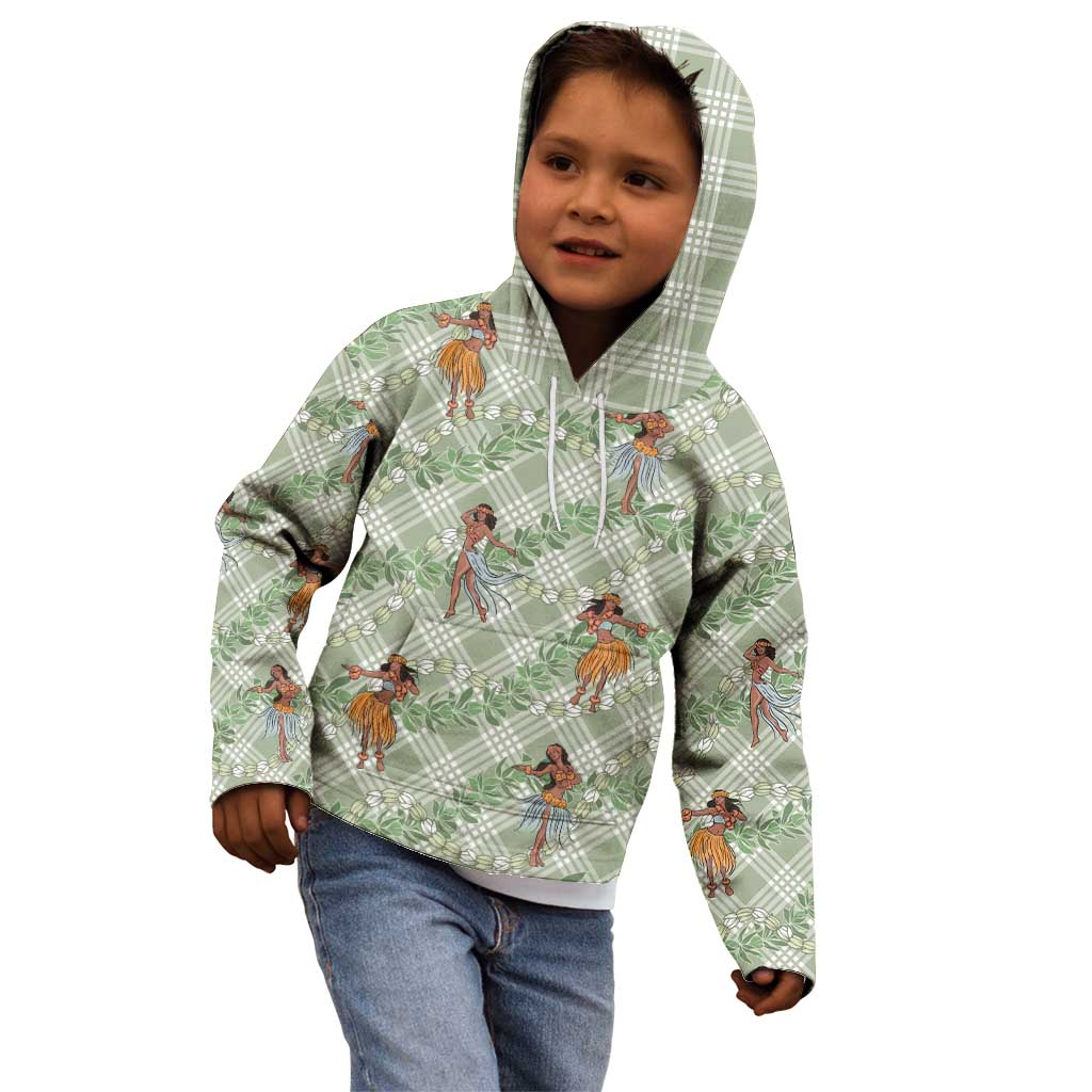 Mint Palaka Hula Girls Seamless Hawaii Aloha Kid Hoodie - Polynesian Pride