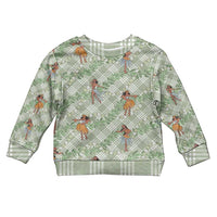 Mint Palaka Hula Girls Seamless Hawaii Aloha Kid Ugly Christmas Sweater - Polynesian Pride