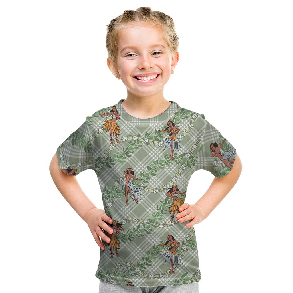 Mint Palaka Hula Girls Seamless Hawaii Aloha Kid T Shirt - Polynesian Pride