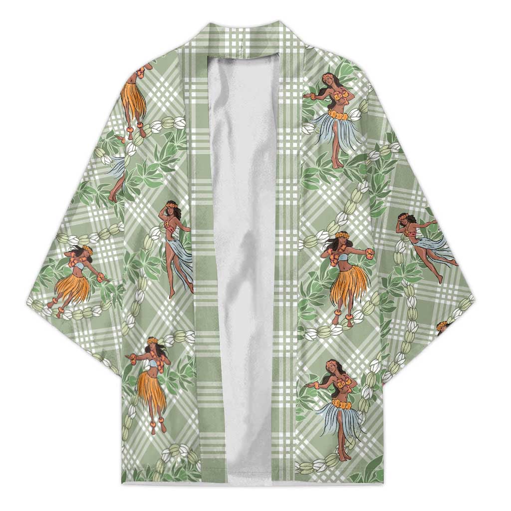 Mint Palaka Hula Girls Seamless Hawaii Aloha Kimono - Polynesian Pride