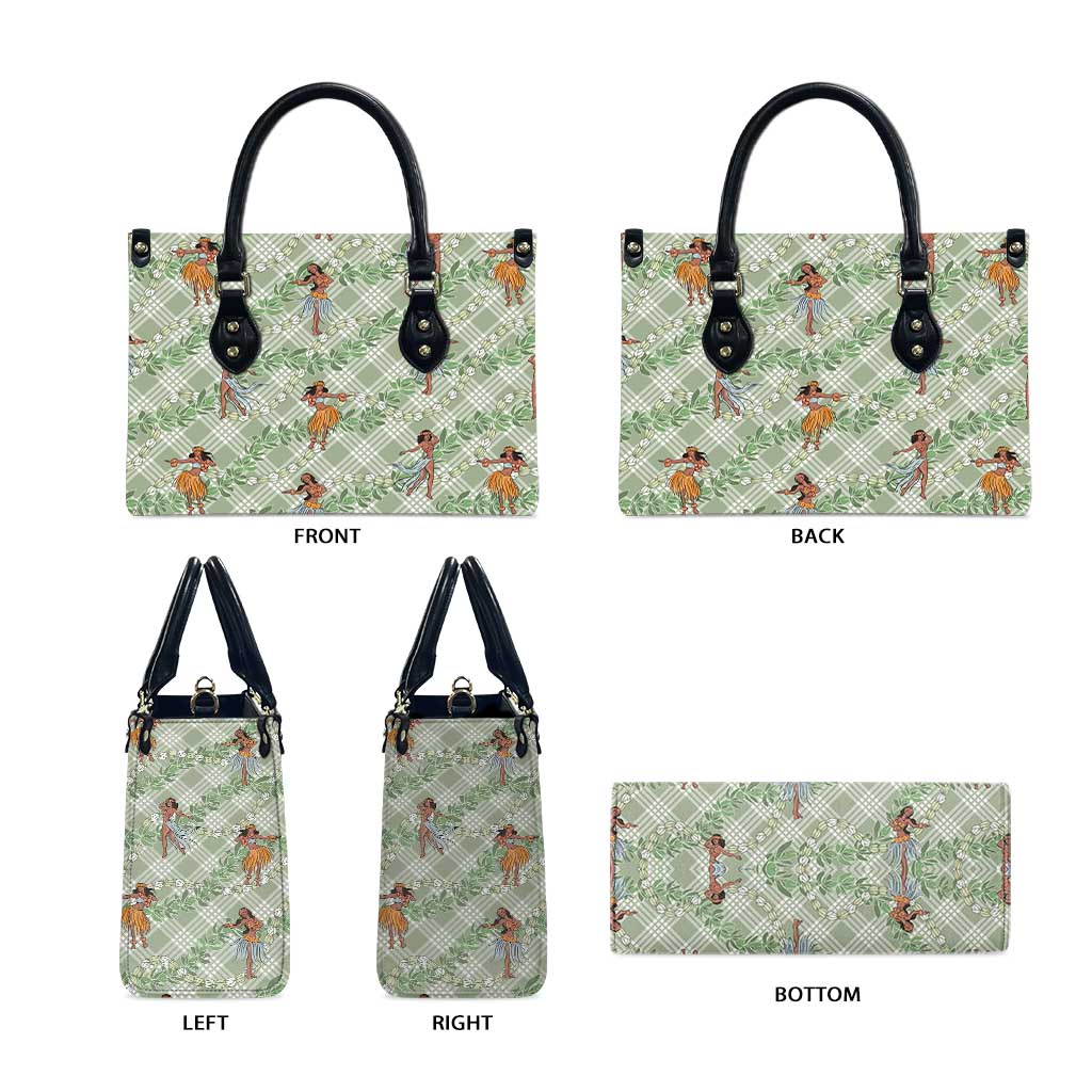 Mint Palaka Hula Girls Seamless Hawaii Aloha Leather Bag - Polynesian Pride