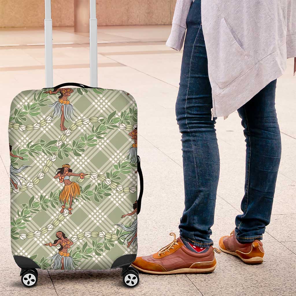 Mint Palaka Hula Girls Seamless Hawaii Aloha Luggage Cover - Polynesian Pride