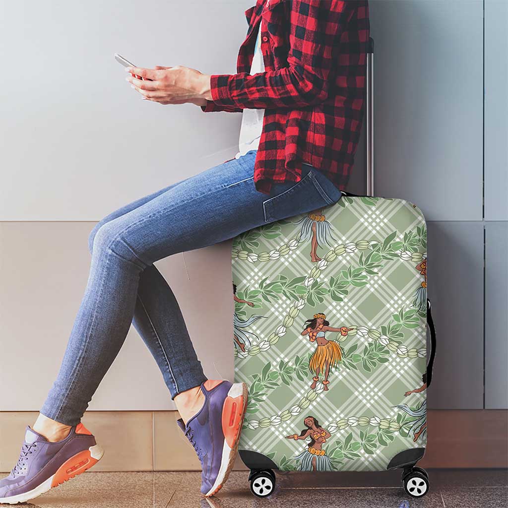 Mint Palaka Hula Girls Seamless Hawaii Aloha Luggage Cover - Polynesian Pride