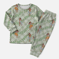 Mint Palaka Hula Girls Seamless Hawaii Aloha Christmas Pajama Set - Polynesian Pride