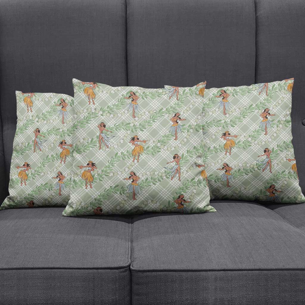 Mint Palaka Hula Girls Seamless Hawaii Aloha Pillow Cover - Polynesian Pride
