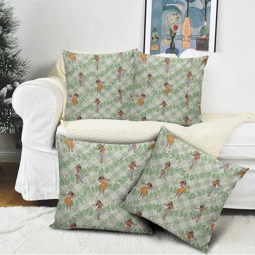 Mint Palaka Hula Girls Seamless Hawaii Aloha Pillow Cover - Polynesian Pride