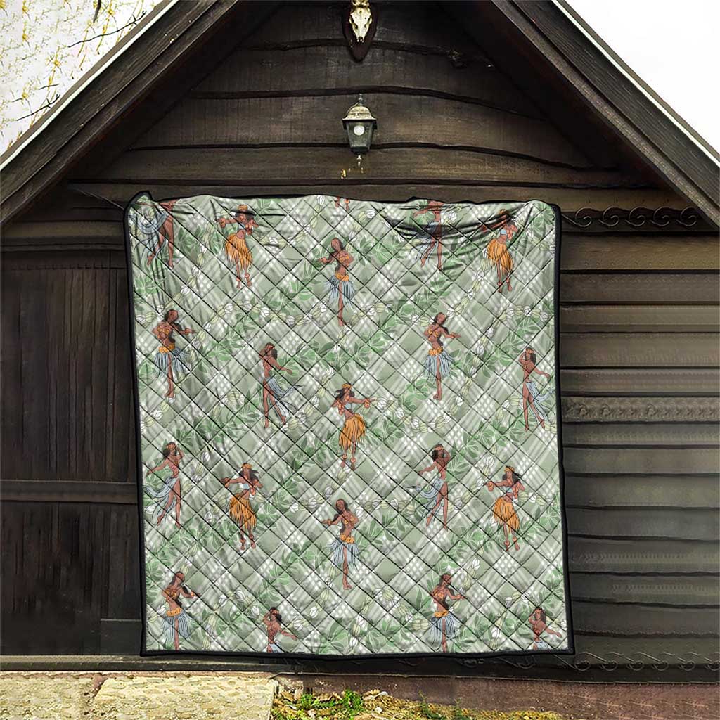 Mint Palaka Hula Girls Seamless Hawaii Aloha Quilt - Polynesian Pride
