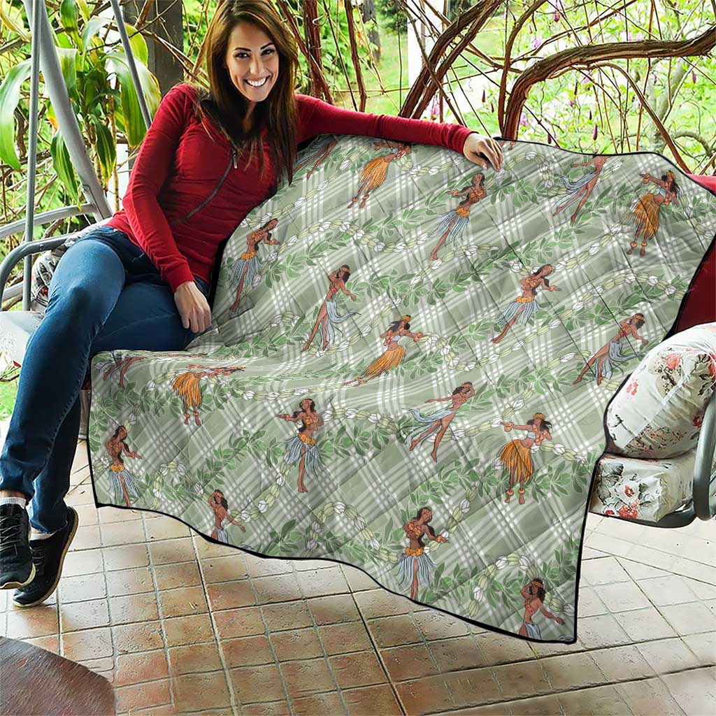 Mint Palaka Hula Girls Seamless Hawaii Aloha Quilt - Polynesian Pride