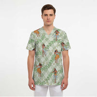 Mint Palaka Hula Girls Seamless Hawaii Aloha Scrub Top - Polynesian Pride