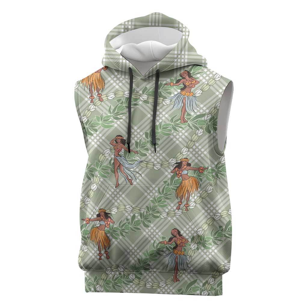 Mint Palaka Hula Girls Seamless Hawaii Aloha Sleeveless Hoodie LT7 Mint - Polynesian Pride