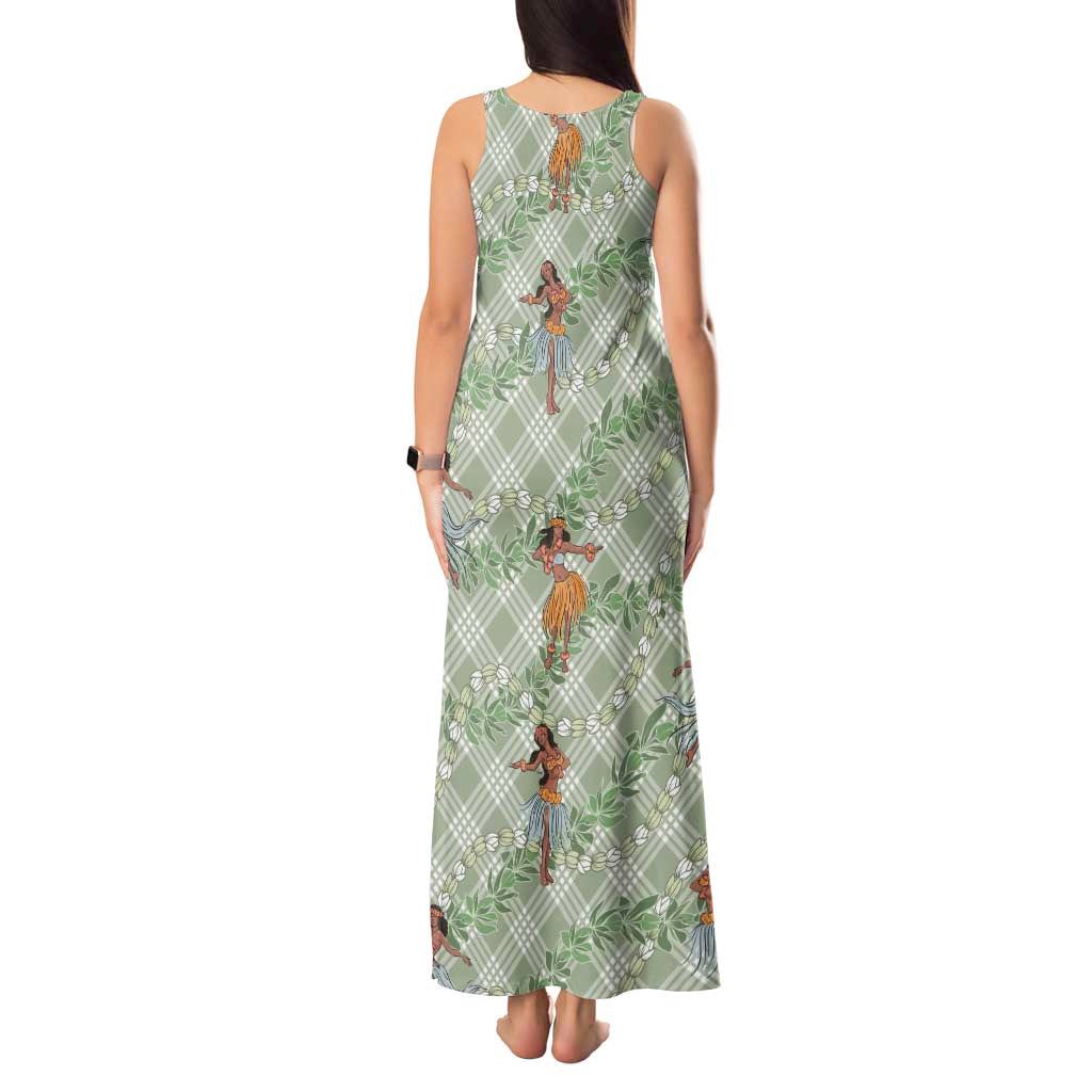 Mint Palaka Hula Girls Seamless Hawaii Aloha Tank Maxi Dress - Polynesian Pride