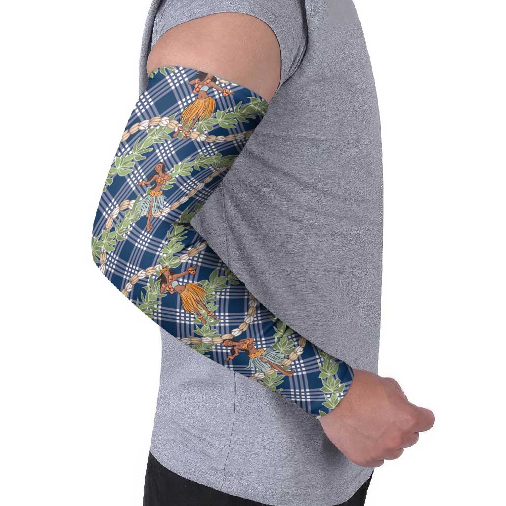 Navy Blue Palaka Hula Girls Seamless Hawaii Aloha Arm Sleeves - Polynesian Pride